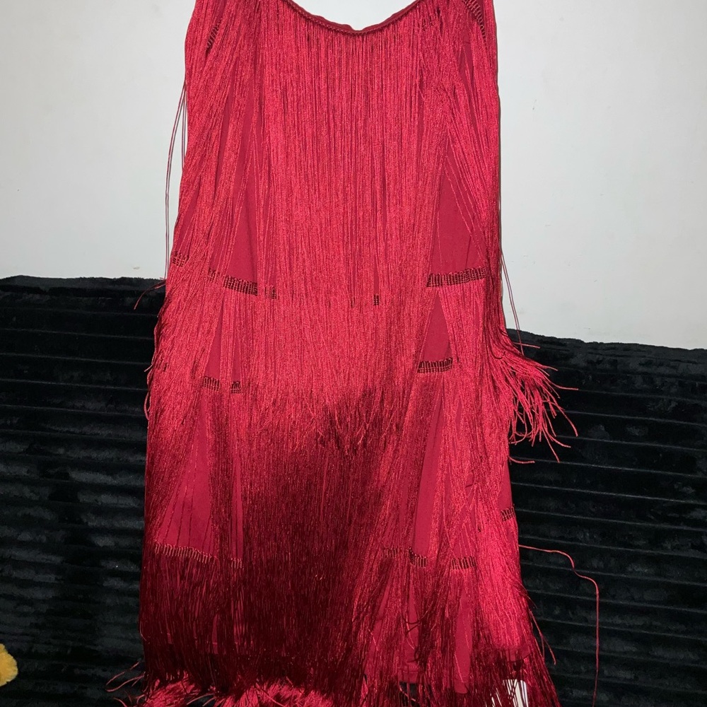 Chic Red Fringe Dress NWT